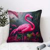 1 Stück Heißrosa Flamingo Tropische Blätter Kissenbezug - 18x18 Zoll Weiches Plüsch Dekoratives Cover, Einseitiger Druck, Reißverschluss,