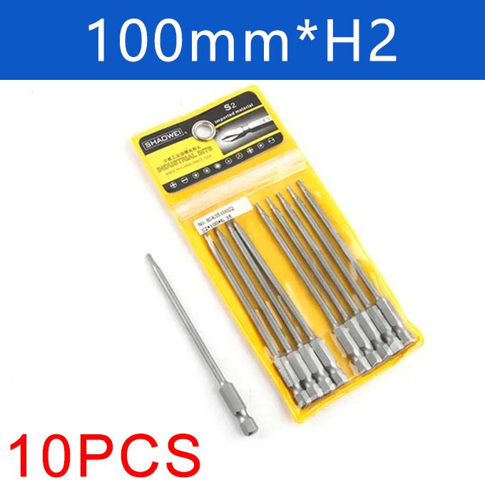 10Pcs 100mm Long 1/4" Hex Head Allen Wrench Drill Bit Handle S2 Steel Screwdriver Bits Metric Allen Screw Driver Bits H2-H14