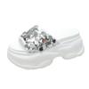 Fashion 8CM Non-slip Outdoor High Platform Rhinestone Mule Shoes Woman New Summer Sandals Ladies Brand Design Bling Wedge Slide Slipper