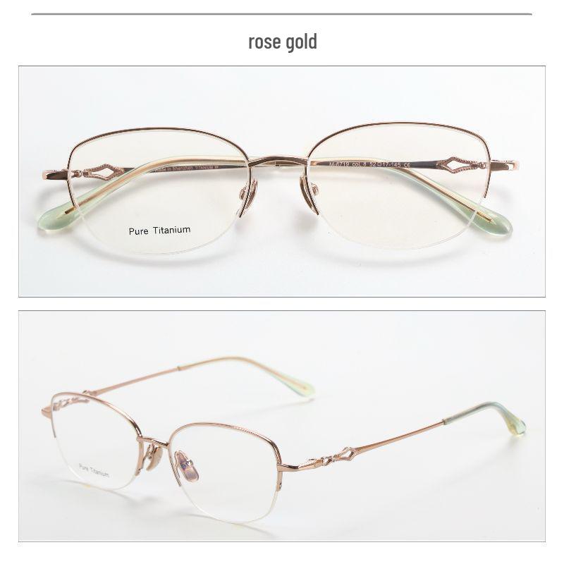 M6719S Retro Semi-Rimless Pure Titanium Eyeglass Frame for Men & Women, Prescription-Friendly for Myopia