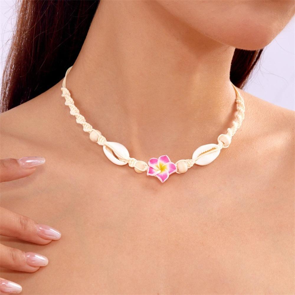 Bohemia Flower Clavicle Chain Weaving Chain Choker Fashion Shell Beads Necklace  Seaside