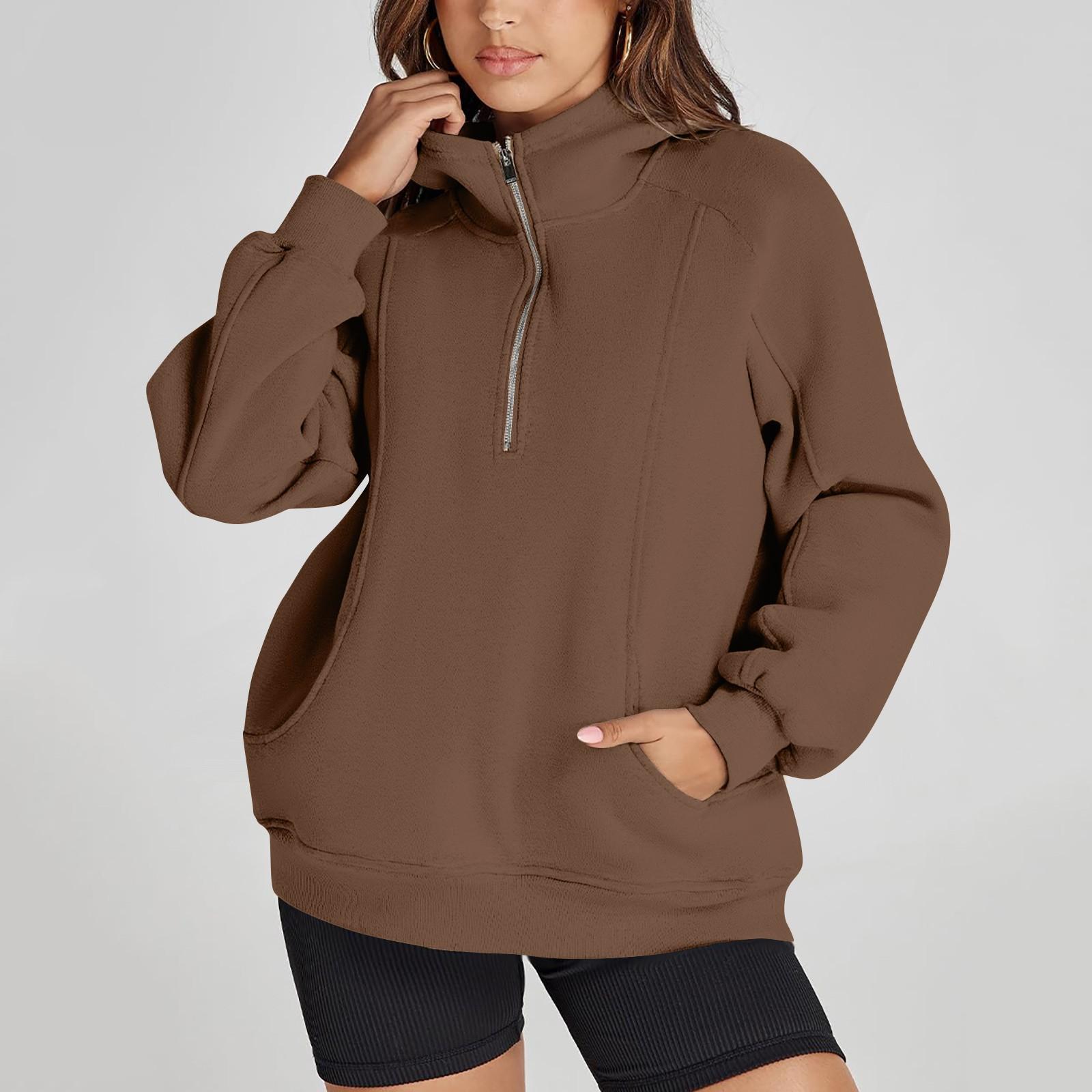 

Женские толстовки с капюшоном, свободные толстовки с короткими рукавами и застежкой-молнией, повседневные толстовки с капюшоном и длинными рукавами XXL кофейный