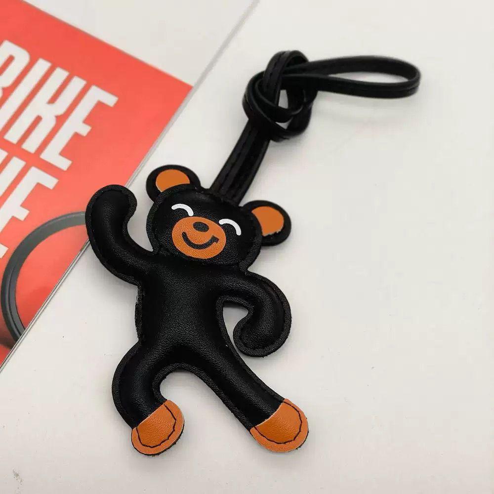 

Ручная работа Кожаный брелок-подвеска в виде плюшевого мишки Мультяшный милый брелок чёрный