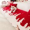 Nouveau coussin de canapé rouge de Noël Hiver Antidérapant Velours côtelé Doux Housse de canapé Universelle Housse de coussin de canapé Tissu Décoration Maison