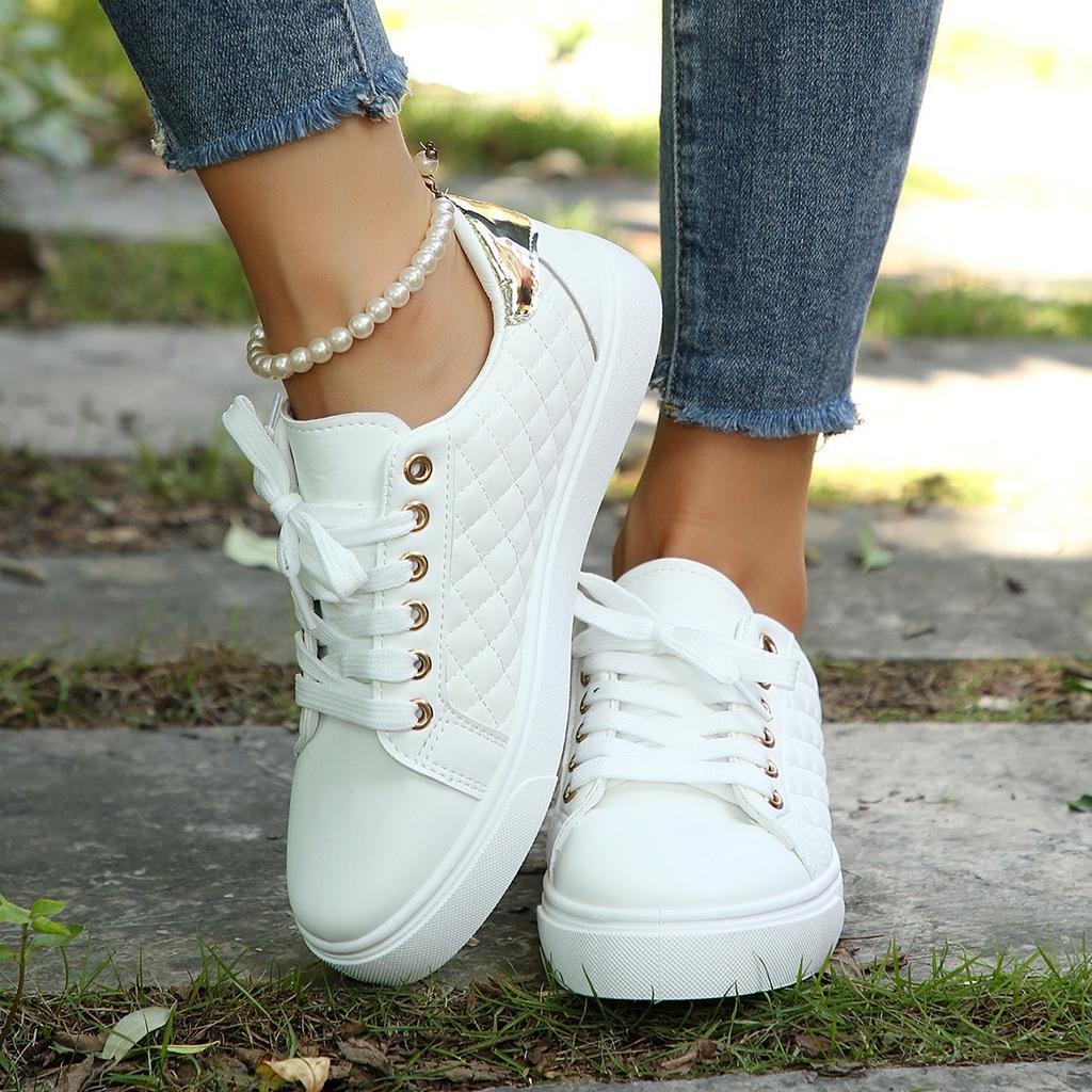 Casual Sports Board Shoes Women's 2024 Spring and Autumn Women's Shoes New Color Matching Thick Sole Heightening White Shoes