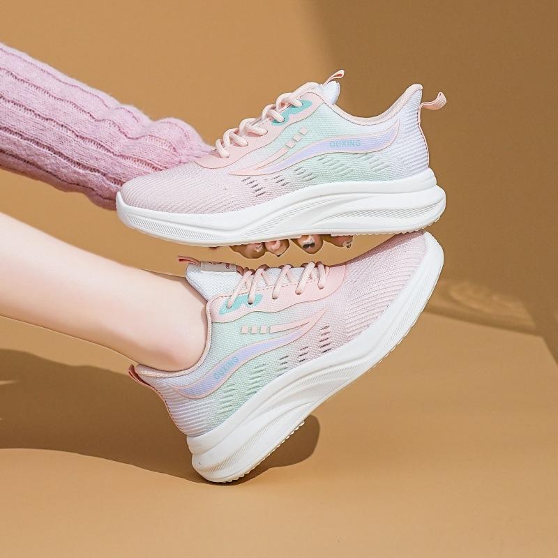 Women's Gradient Knit Sneakers Spring Lightweight Platform Athletic Shoes for Students,Breathable Casual Running Shoes