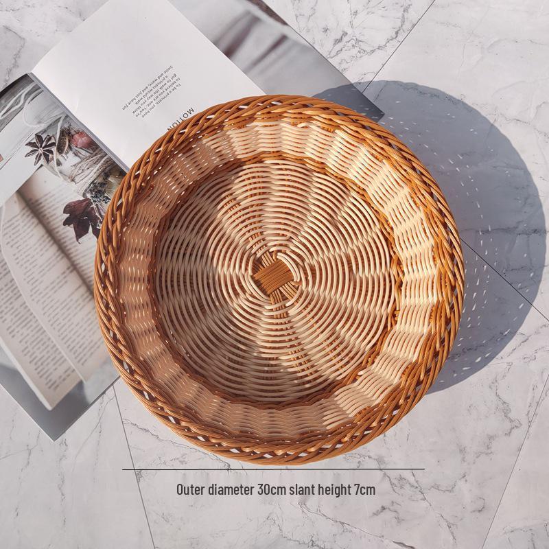Creative Round Handwoven Rattan-Style Basket for Snacks & Dried Fruit
