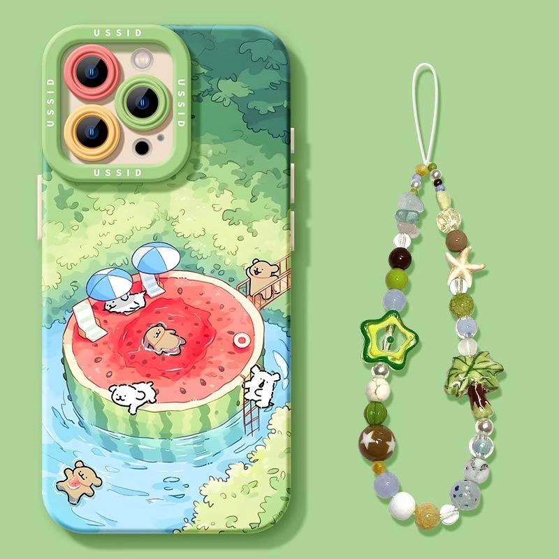 Watermelon puppy for iPhone17promax Apple 16 summer phone case 15 with lanyard 14 silicone case