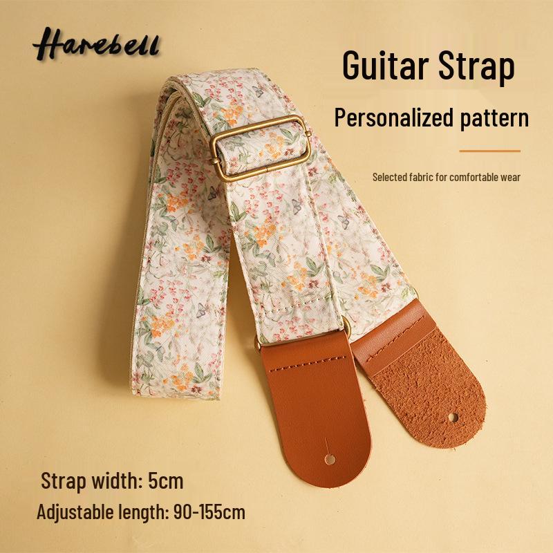 

Green Mist Dream Butterfly Guitar Strap with Leaf Design and Gold Ear Wind Chime 90-155cm