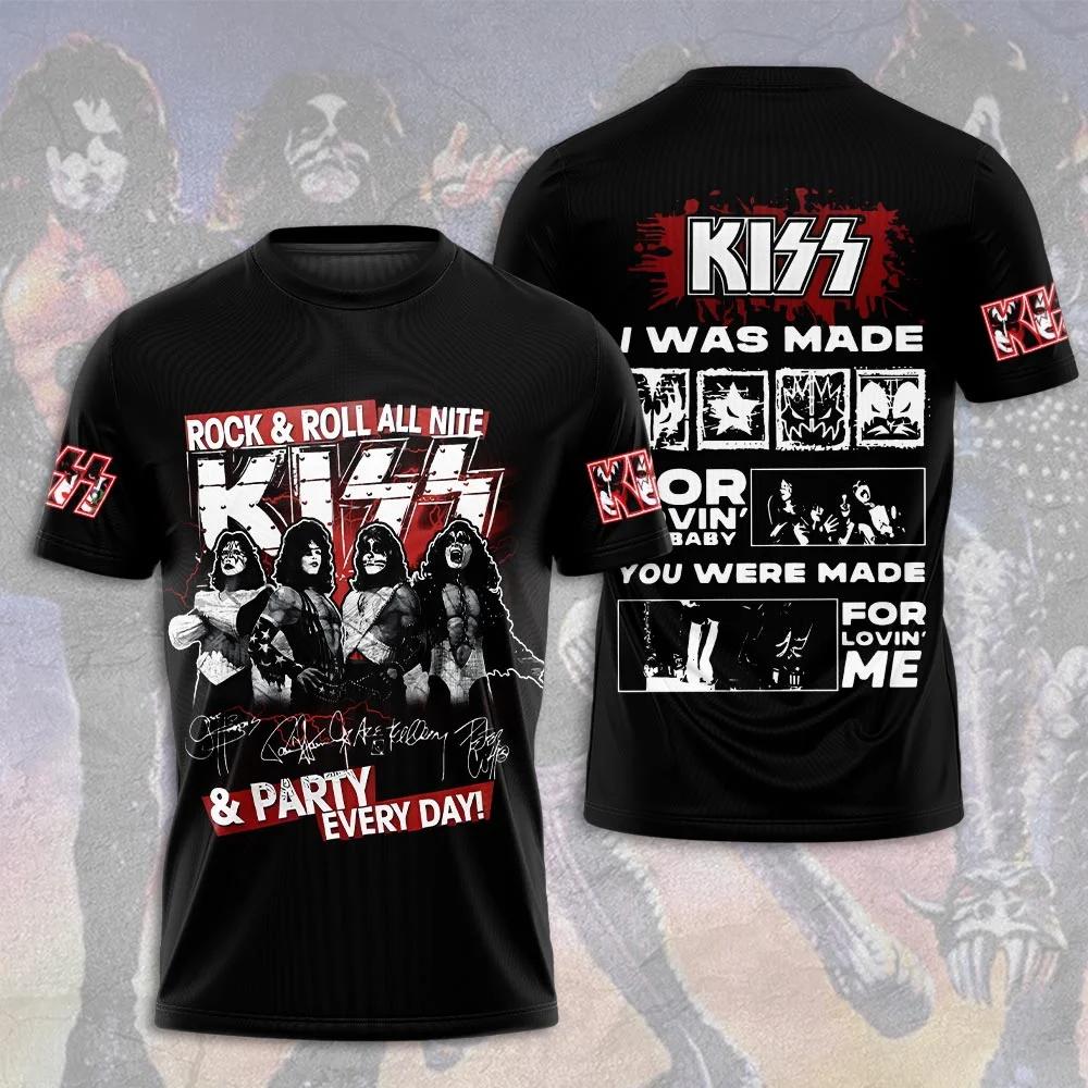 ETST22 Hete Rockband Kiss T-shirts 3D Geprint T-shirt Zomer Mannen Vrouwen Grappig Korte mouw Ronde hals T-shirt Straat Man Tops M