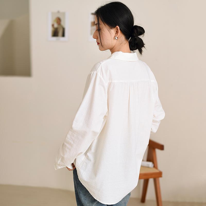 Women's 1116 Autumn New White Shirt Women's Loose Casual Versatile Women's Shirt Literary Women's Top Wholesale