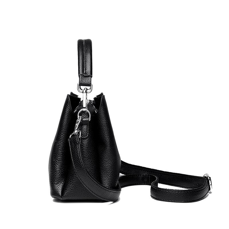 100% cowhide Bag Casual Women Hobos Handbags Bucket Bags New Women's Fashi Handbags Retro Solid Color Leather Shoulder wallet