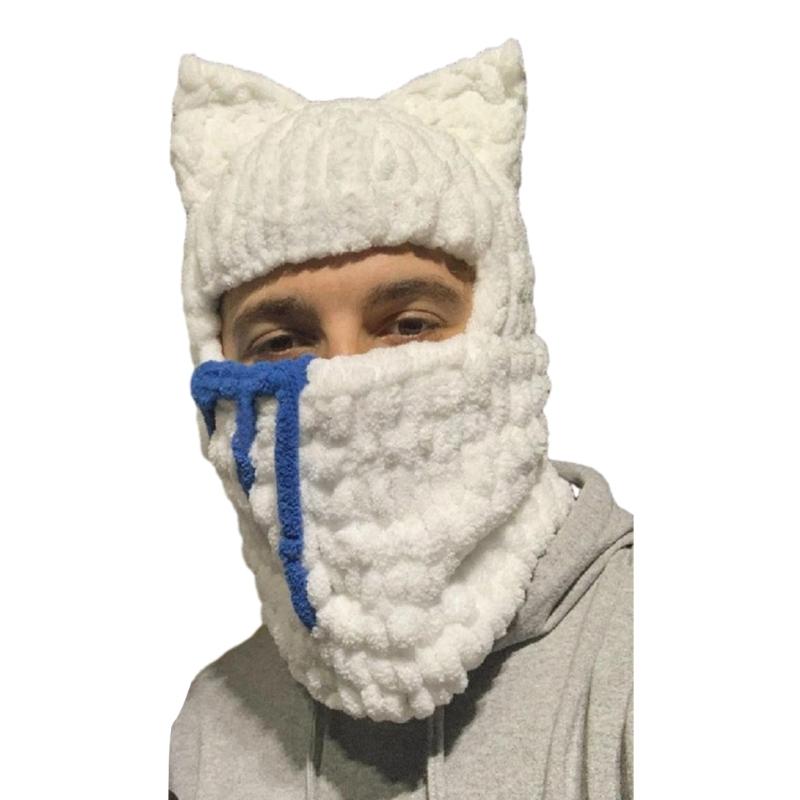 Girls Cat Ear Hat Y2K Knitted Hat Cute Cat Ear Gifts Warm Hat Adult Children Knitted Chenille Yarn Halloween Photo Props