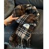 Korean Style Imitation Cashmere Plaid Scarf - Women's Warm, Thick, and Versatile Neck Warmer for Fall and Winter.