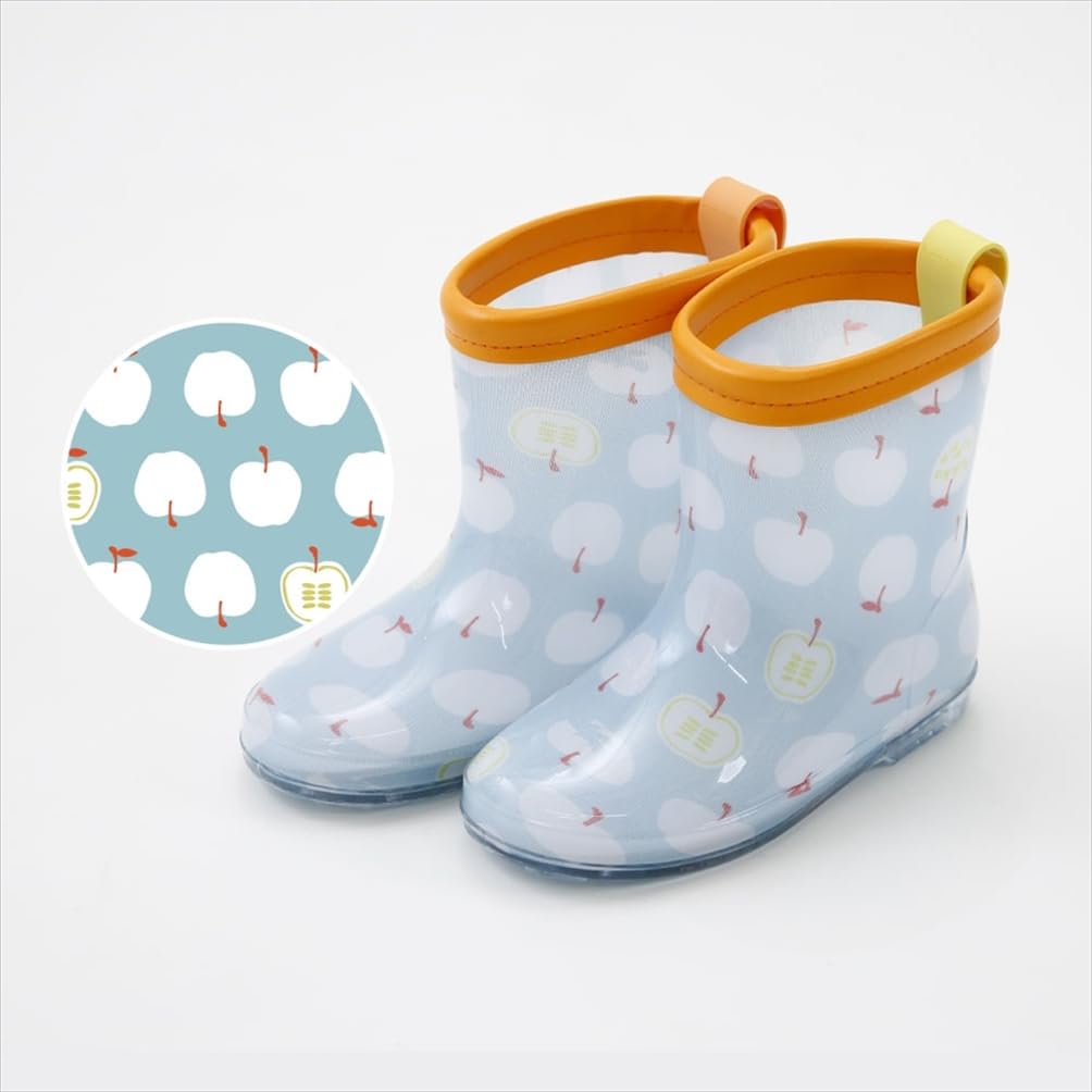 Ogawa Kids' Rain Boots, Unisex, Size L (19cm), Kukka Hippo Apple Design, Safe and Secure, Different Colors, Includes Tags, Product Number 83155