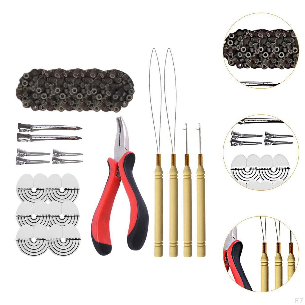 Haarverlängerungswerkzeug, Friseurbedarf, 500 Silikonperlenringe, Stylinggerät