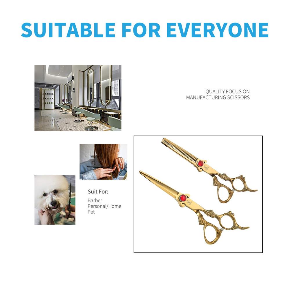 Sangelar 6 inch Foarfece de păr auriu de calitate superioară cu mâner dragon Instrumente profesionale frumoase și la modă pentru foarfecă pentru casă și salon