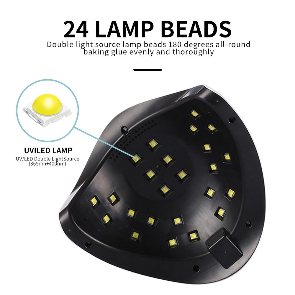 54W LED Nail Lamp for Gel Polish, Dual Light Source 5s Fast Curing, Professional Nail Dryer for Salon Use