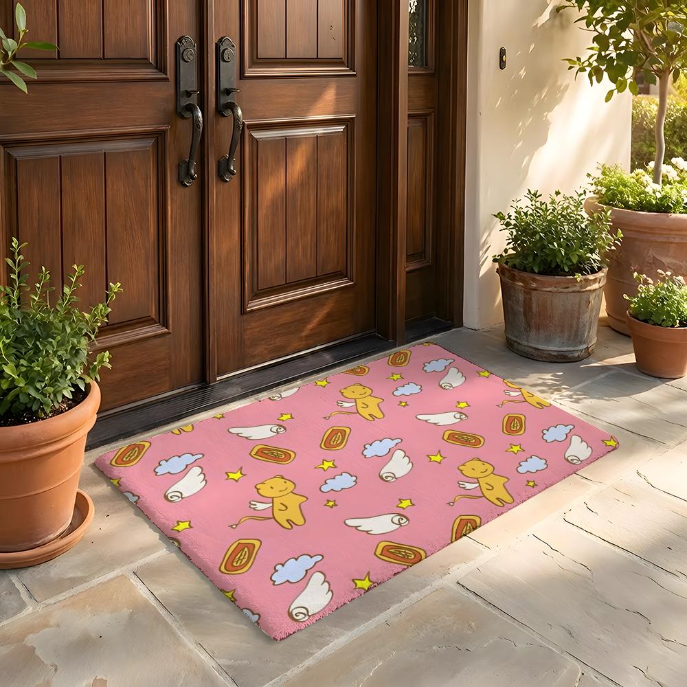 Floor Mat Soft Flannel Rug Non Slip Absorbent Mat for Bathroom Bedroom Home Decor C Cardcaptor S Sakura Cartoon