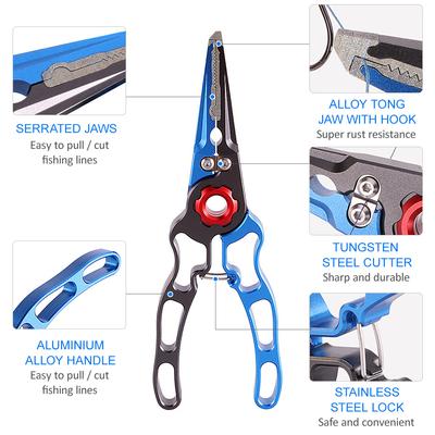 Aluminium Fishing Pliers Hook Remover Pliers Fish Holder Split Ring Tool Clip Clamp Line Cutters