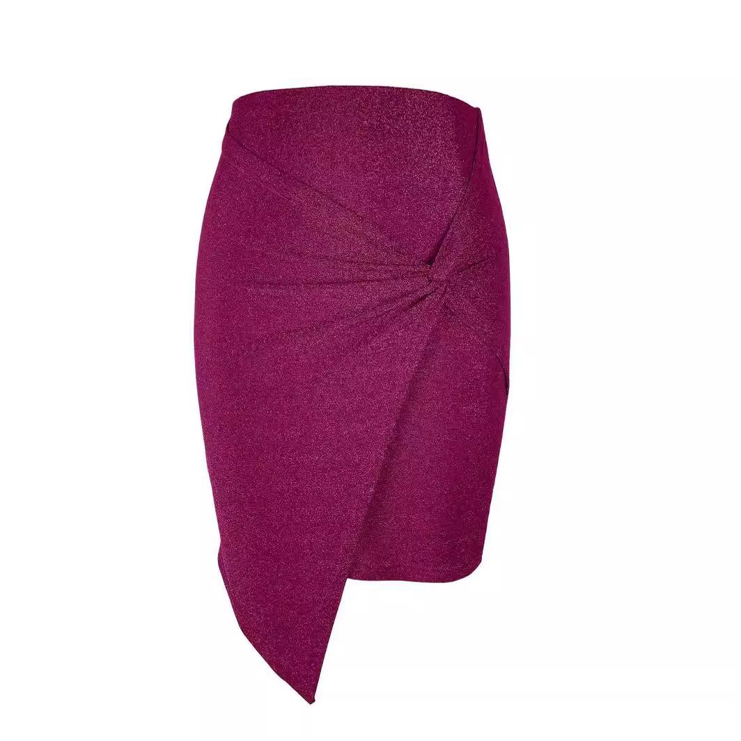 

Женская летняя эластичная короткая обтягивающая юбка нестандартной формы с запахом XXL ярко-розовый