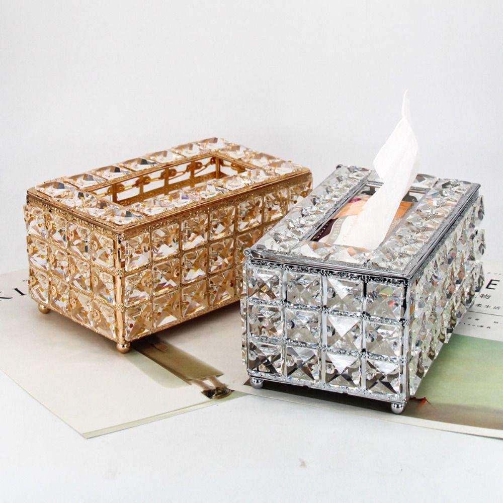 

Shiny Cube Paper Towel Storage Box Light Luxury Napkin Box Living Room розового золота