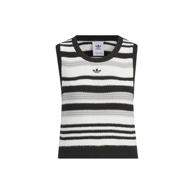 Canottiera Originali in Maglia a Righe con Ricamo Logo Top da Donna Nero JI7051