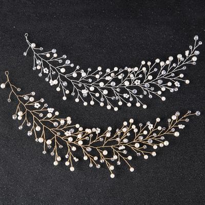 Foreign Trade Hot Bridal Hair Accessories Pearl Hair Band Gold Silver Crystal Formal Dress Accessories Headdress Bride Jewe