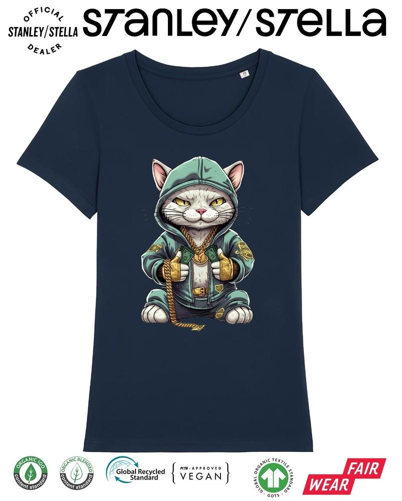 

Hip Hop Cat T-Shirt Funny Womens Pet Gift / Premium Quality Ladies M