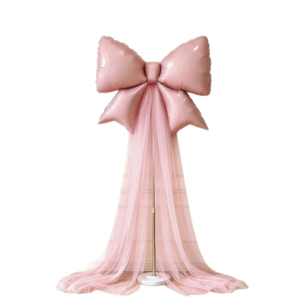 Baby Girl 100 Days Pink Bow Yarn Balloon Decor & Photo Props