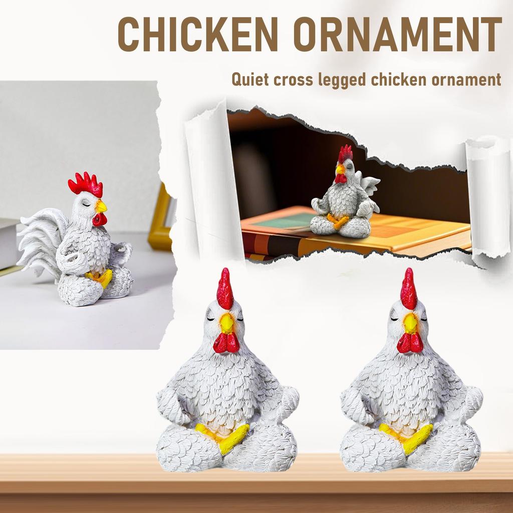 Resin Chicken Figurine, Gift For Women - Yoga Rooster, Suitable For Home Desktop Meditation Room Decoration, A Unique Gift For Chicken Lovers