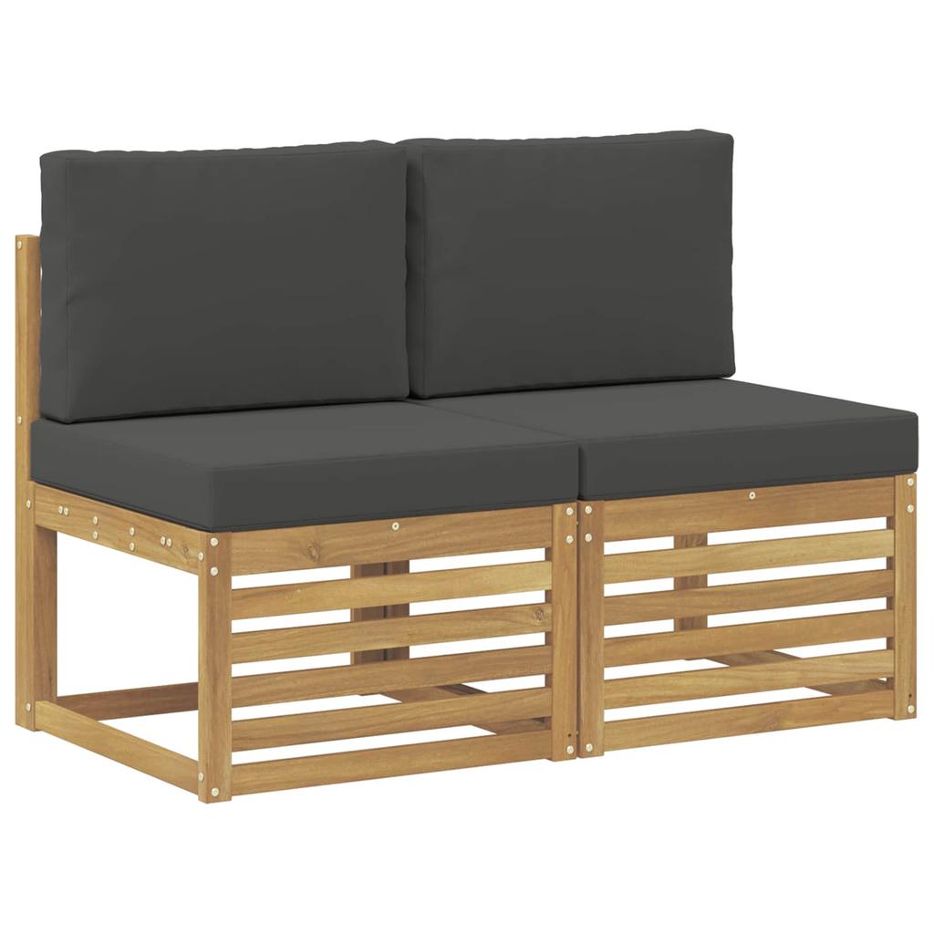 2 Piece Outdoor Center Sofa Solid Acacia Wood White