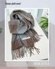 Blue Plaid Tassel Scarf: Versatile Warm Neck Warmer for Women & Couples - Autumn/Winter 2025