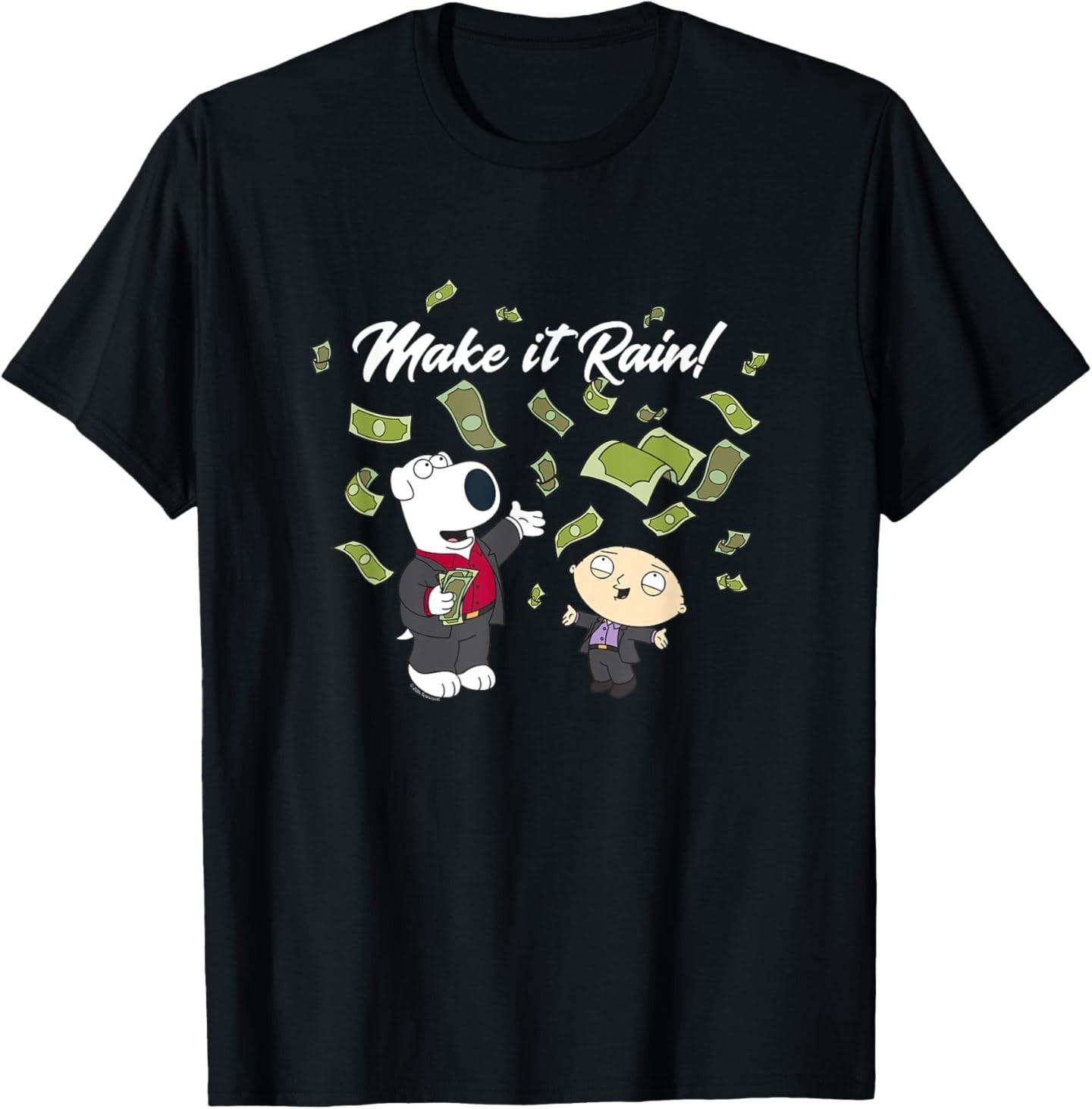 Family Guy Make it Rain Brian and Stewie Funny Cartoon T-Shirt S
