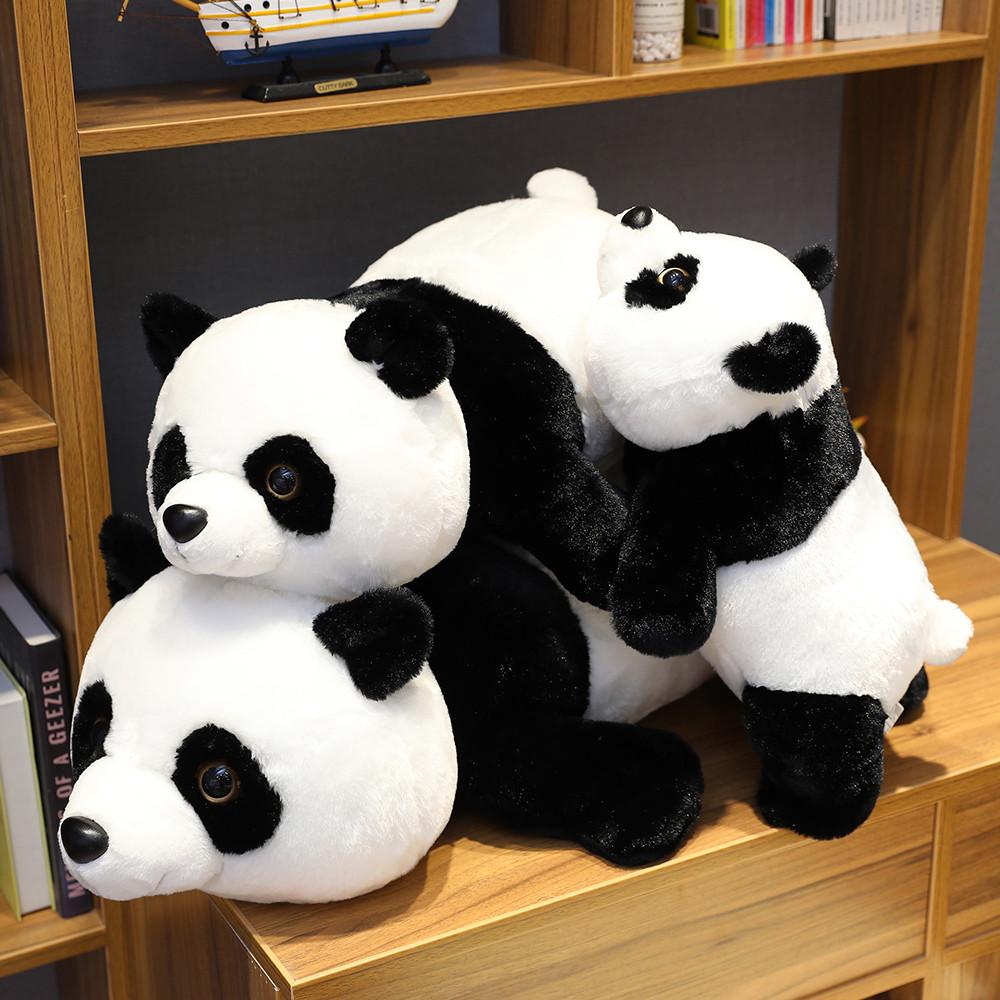 Latest 50cm-110cm Lying Panda Plush Playthings Gentle Cartoon Animal Black Plus White Stuffed Doll Sleeping Pillow