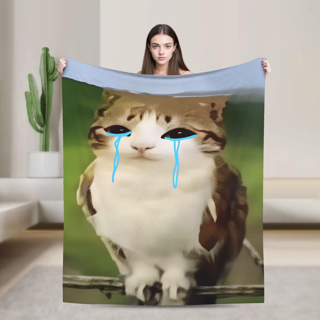 Miauw Kat Uil Bellen Telefoon Thema Warme Gezellige Deken Esthetische Reis Plaid Home Decor Flanellen Sprei Bank Bed Cover