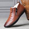 Fashion Men Boots High Quality Split Leather Ankle Snow Boots Shoes Warm Fur Plush Winter Shoes Botas Hombre