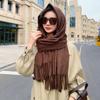 Luxury Faux Mink Scarf Women Men Solid Color Winter Warm Shawl Korean Style Chic Neck Wrap 208x70cm
