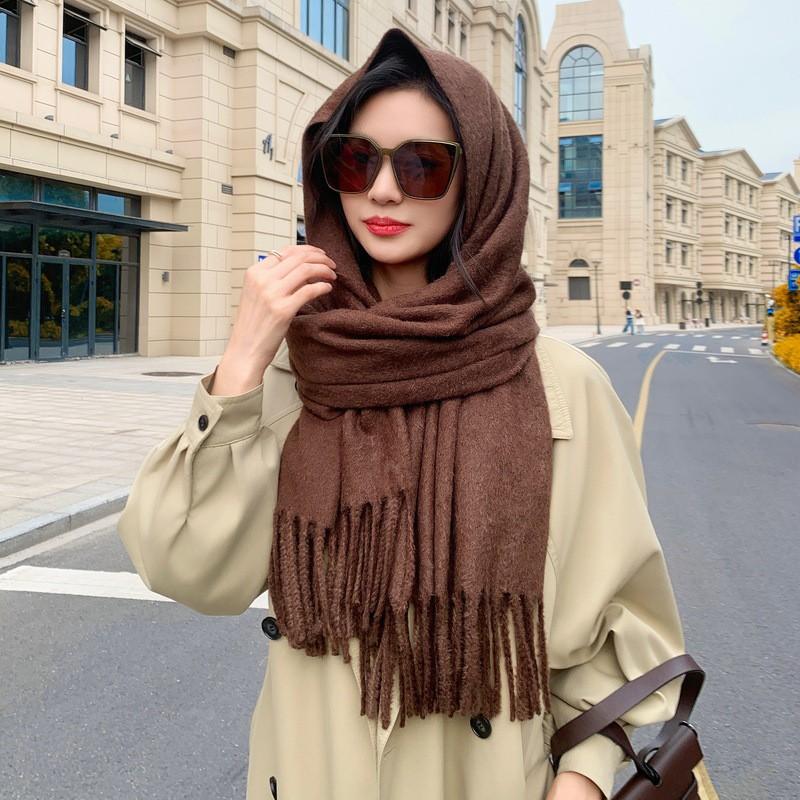 Luxury Faux Mink Scarf Women Men Solid Color Winter Warm Shawl Korean Style Chic Neck Wrap 208x70cm