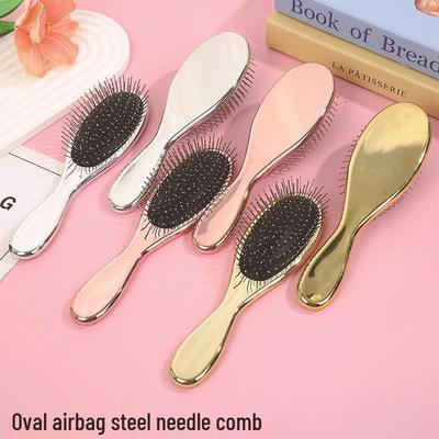 Gold-Galvanisierter Anti-Holzmaserung Air-Cushion-Kamm für Männer & Frauen, Ideal für Langes, Lockiges Haar - Massagefunktion Inklusive.
