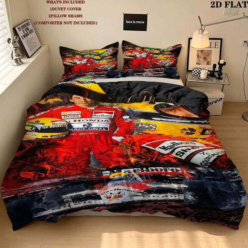 Ayrton Senna Bedding Quilt Set Quilt Cover Pillowcase Home Decoration Birthday Gift (1 * duvet cover + 2 * pillowcase, without core)