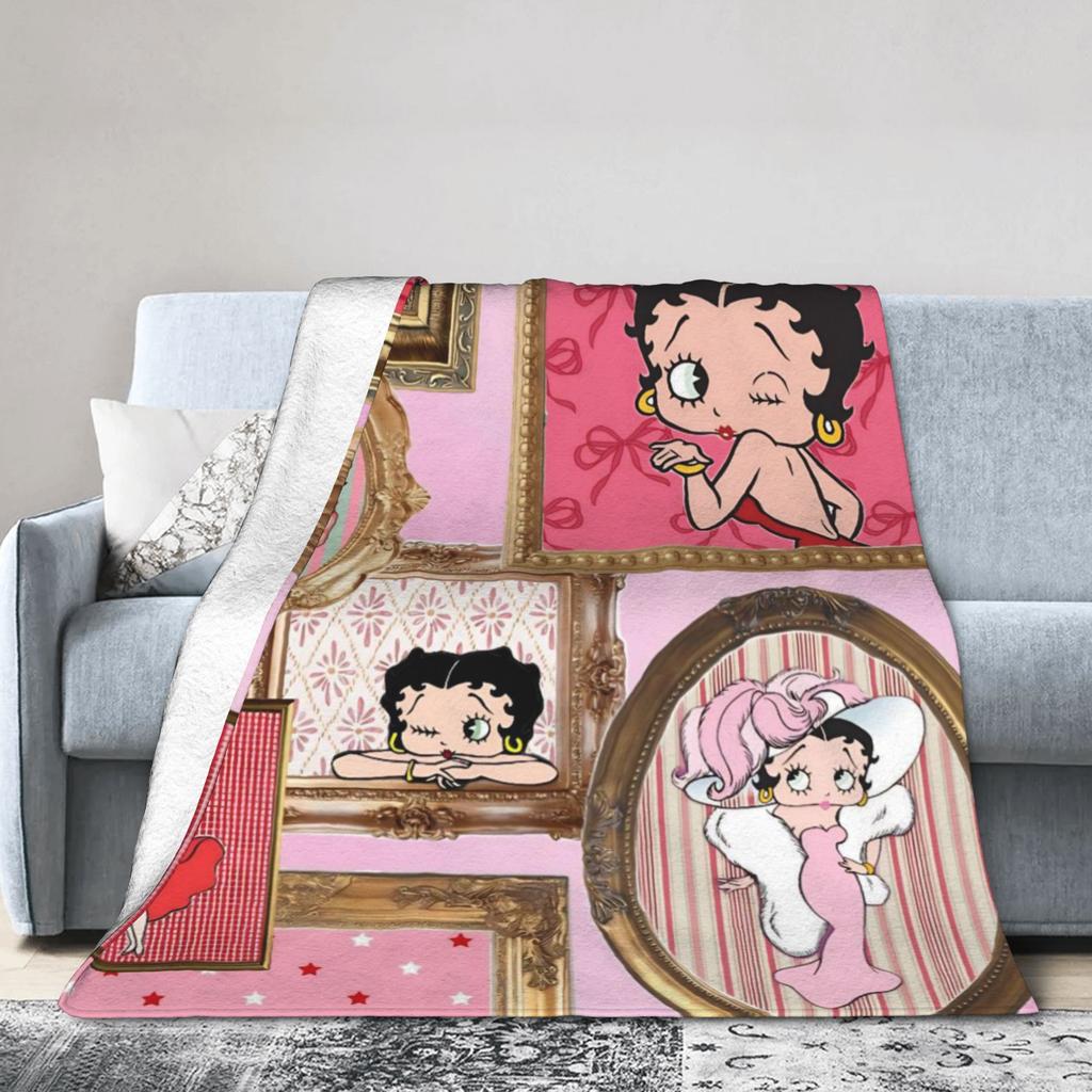 B-Bettys Boops Blanket  Super Warm Pattern Plush Throw Blanket For Boy Girl Bedroom Flannel Bedspread Bed Cover