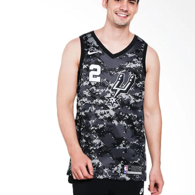 Nike NBA Fan Edition Letter And Number Print Basketball Vest - Spurs Leonard No. 2 Unisex Tops Black 912153-010