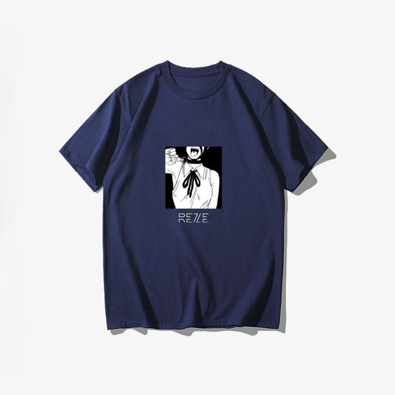 2025 Winter and Autumn Chainsaw Man Tshirt Bomb Devil Reze Merchandise Short Sleeve Anime Japanese Style Black Tshirt Clothing