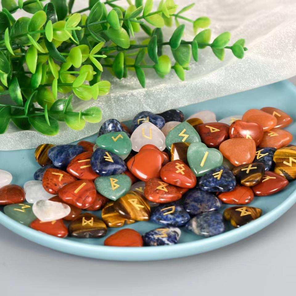 25pcs Per Bag Crystals Healing Stones Natural Reiki Crystal Rune Stone Set
