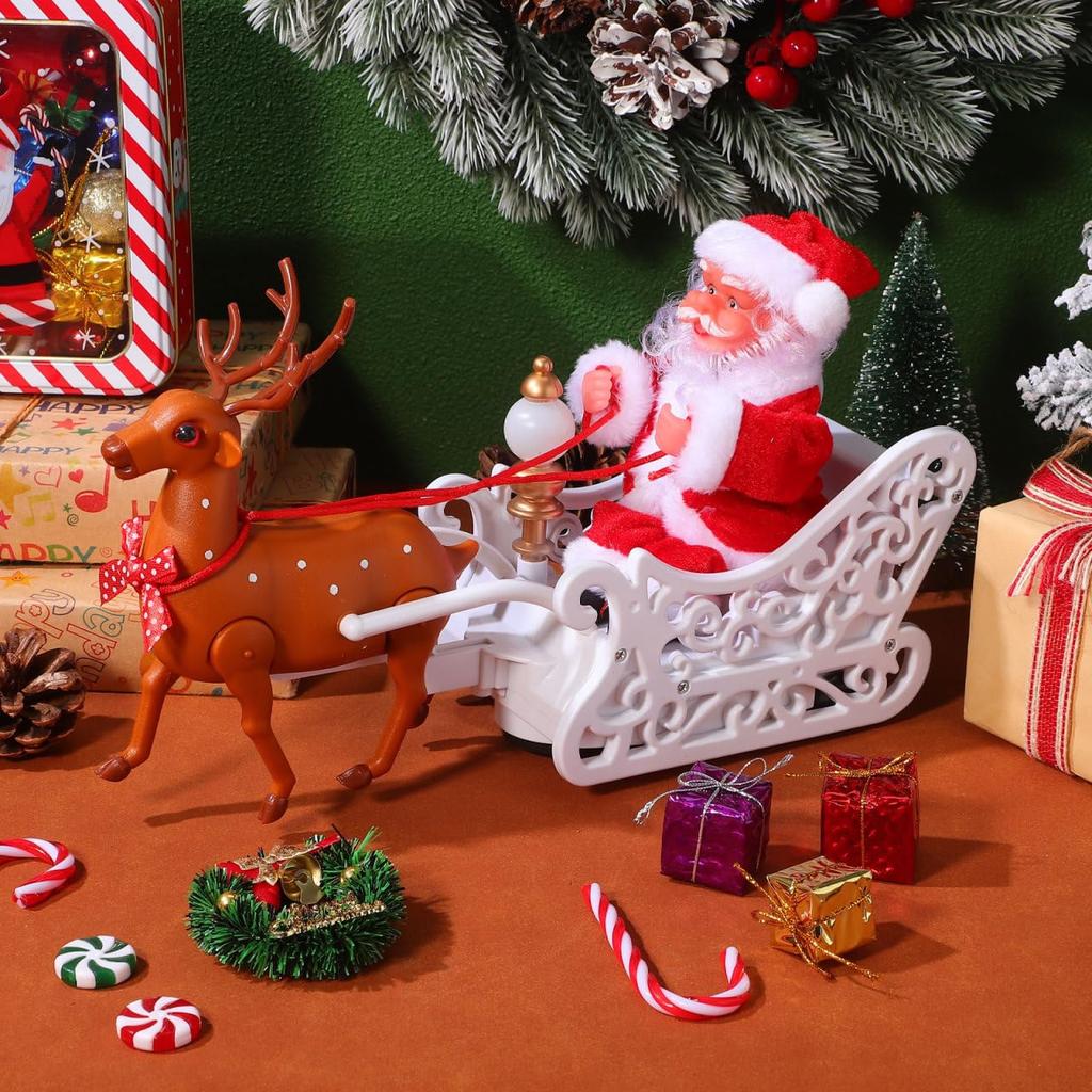 KESYOO Christmas Decorations, Santa Claus and Reindeer Figurine, Plush Toy, Moving Toy, Home Ornament, Gift, Present, Desktop, Craft