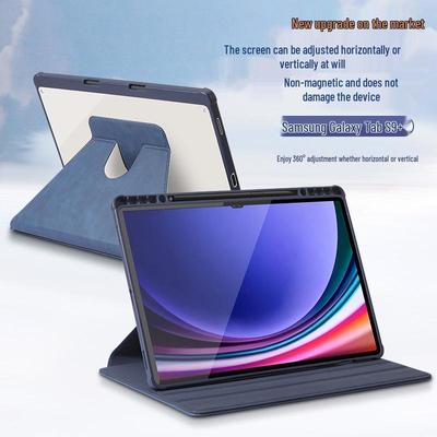 Samsung Galaxy Tab S9/S9+ Drehendes Lederetui - Nicht-Magnetische Schutzhülle für Tab S9+/S9FE+