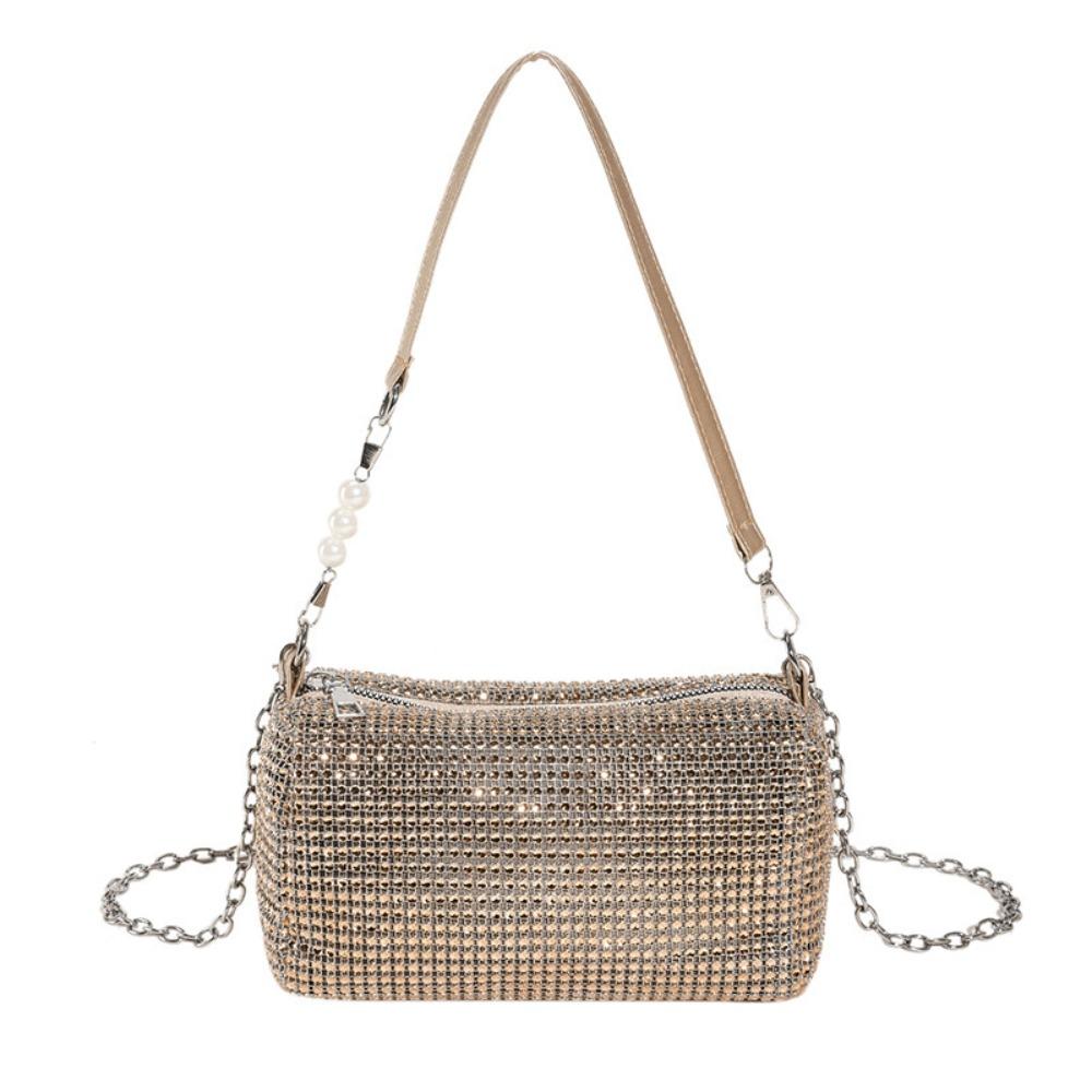 

Casual Shiny Evening Banquet Bag Chain Underarm Bag Glitter Crossbody Bag Shoulder Bag Small Purse Rhinestone Hand Bag Women золотий