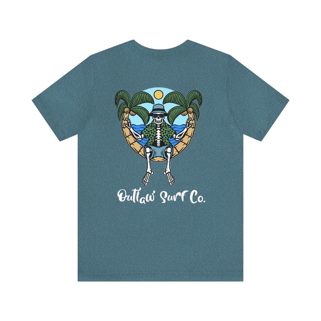 Outlaw Surf Skeleton Sittin Pretty T-Shirt