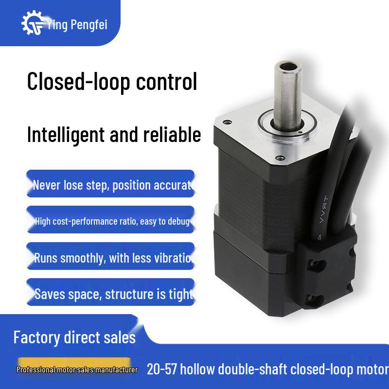 Hollow Shaft Closed-Loop Servo Stepper Motor with Double Output and Encoder (Sizes: 20/28/35/42/57)